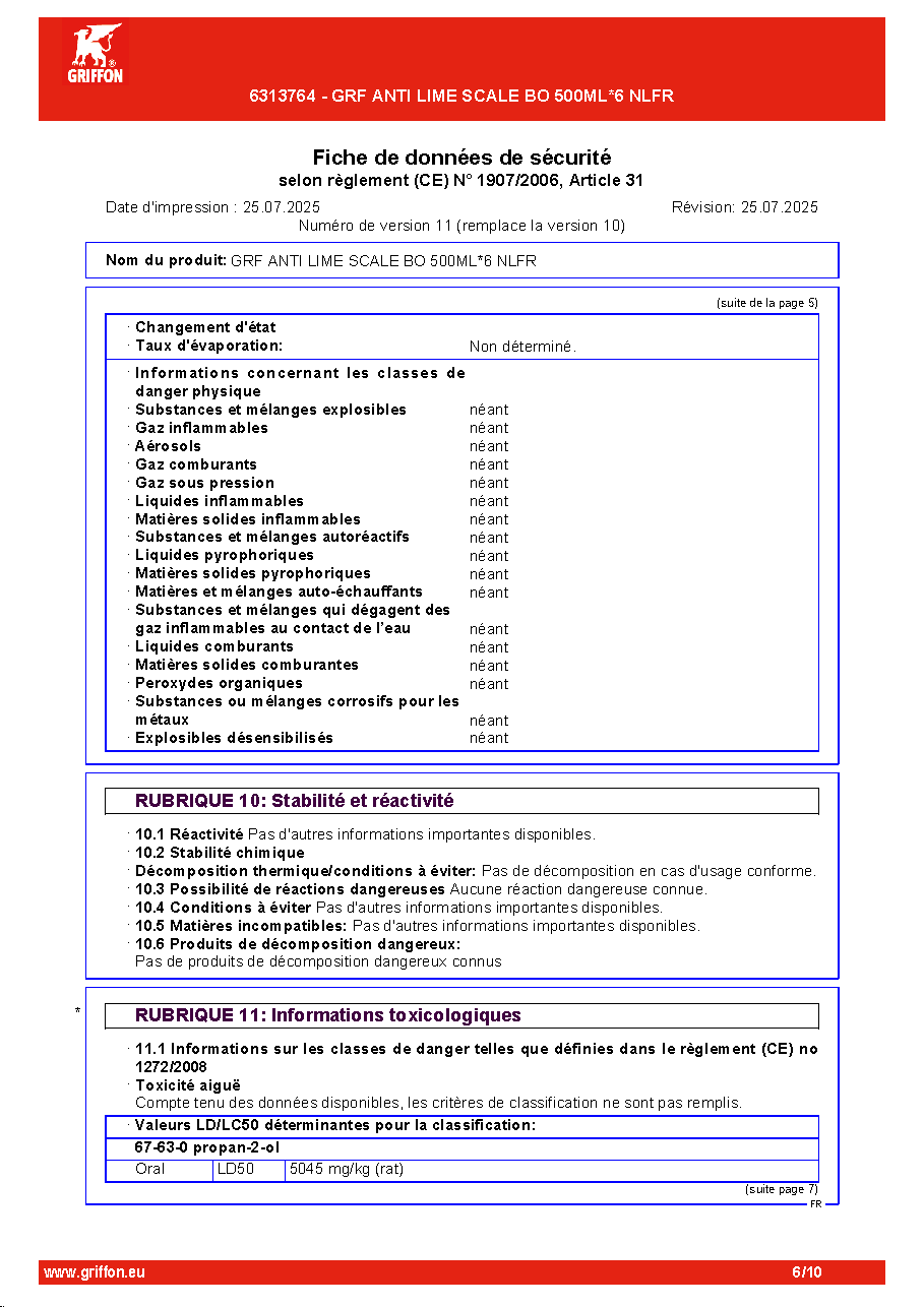 Fiche technique fournisseur