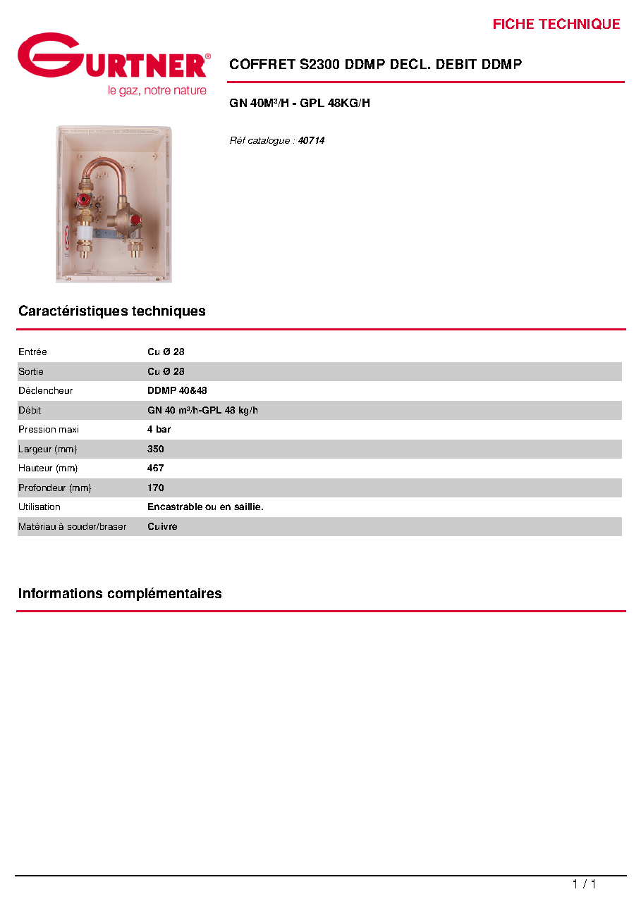 Fiche technique fournisseur