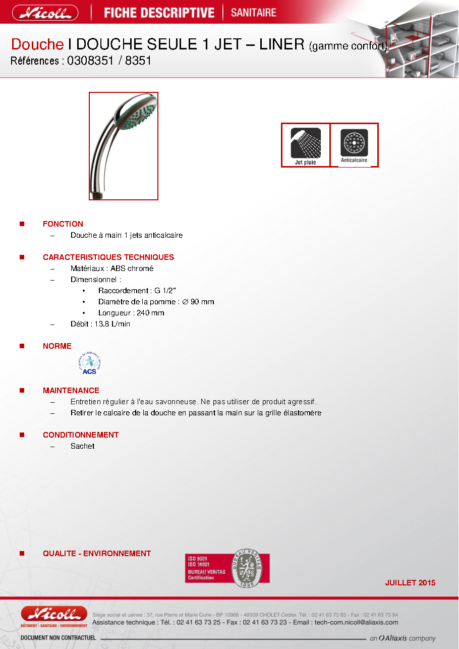Fiche technique fournisseur