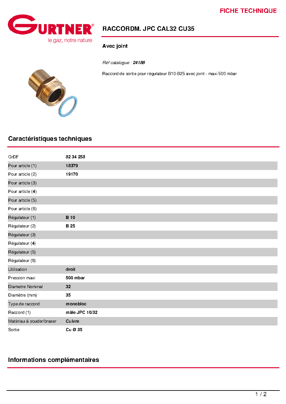 Fiche technique fournisseur