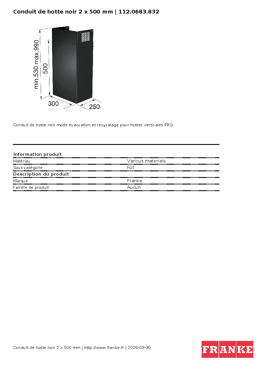 Fiche technique fournisseur