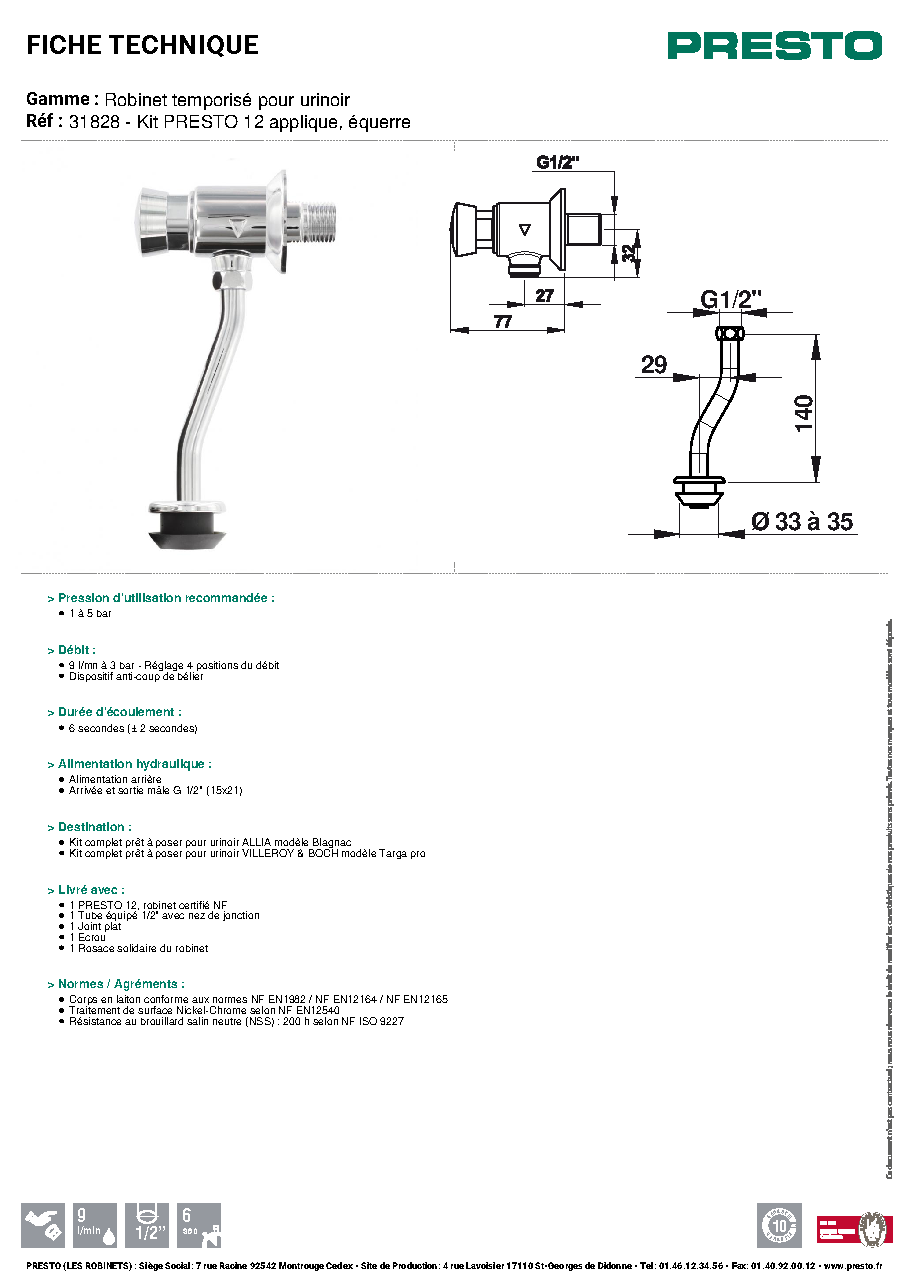 Fiche technique fournisseur