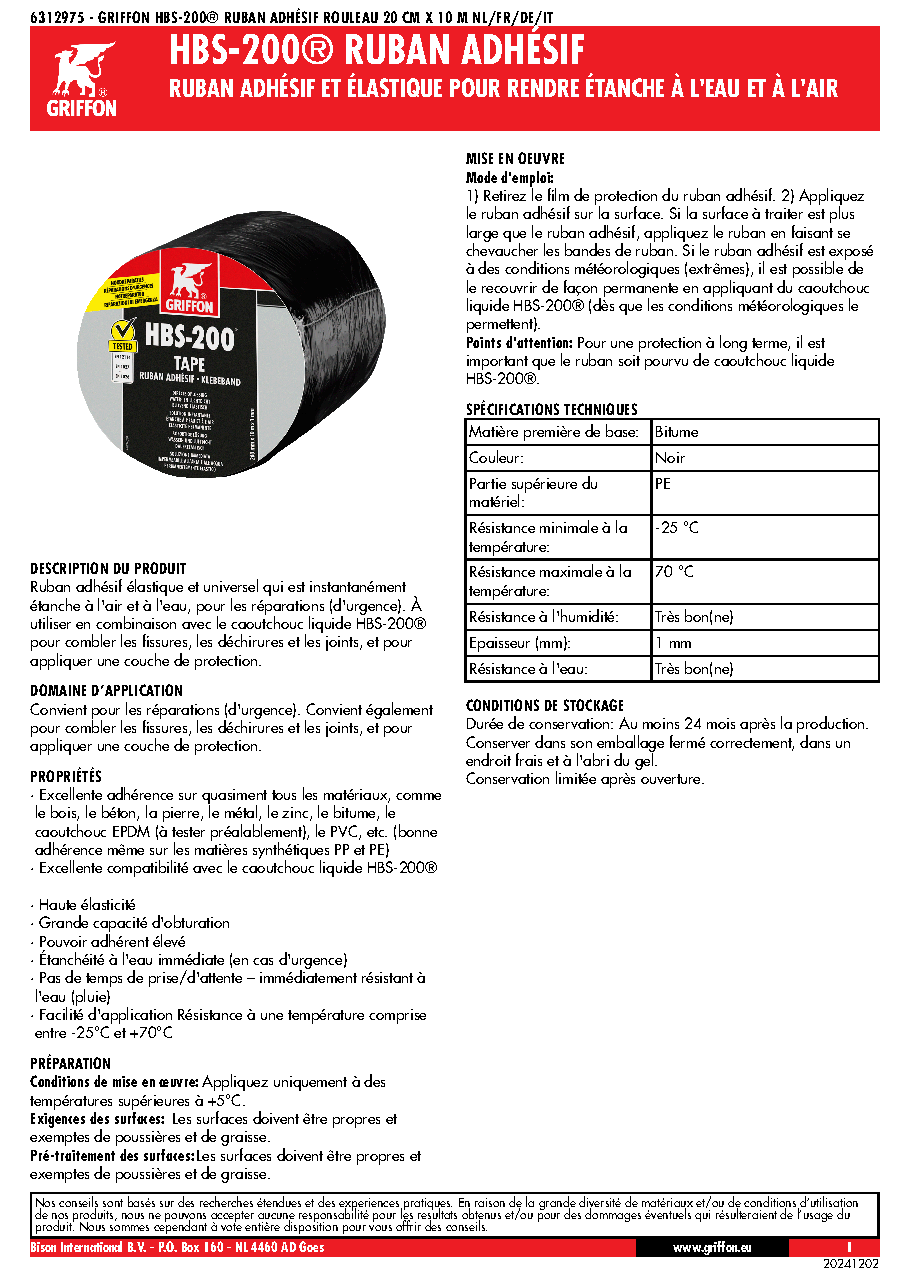 Fiche technique fournisseur
