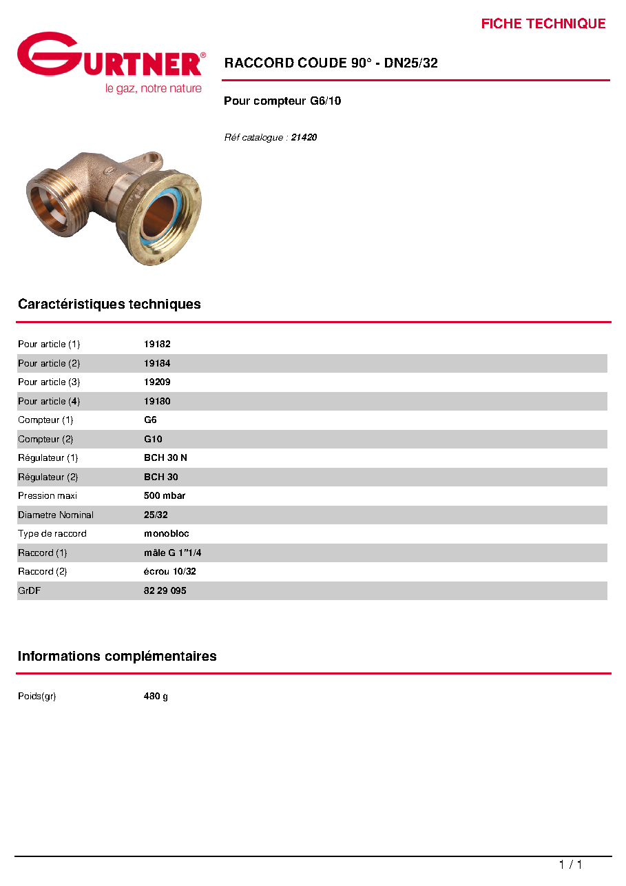 Fiche technique fournisseur