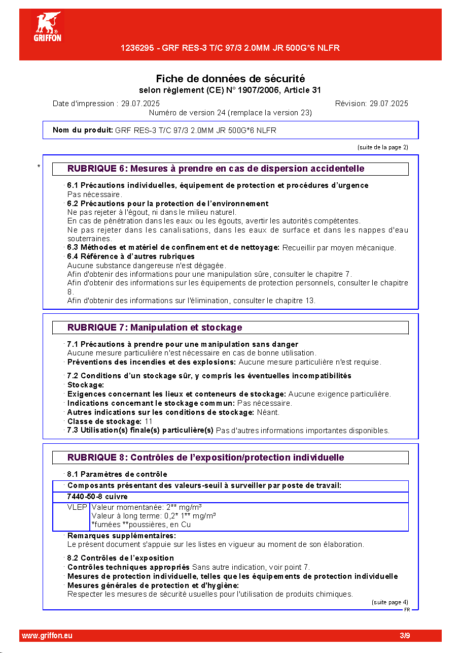 Fiche technique fournisseur