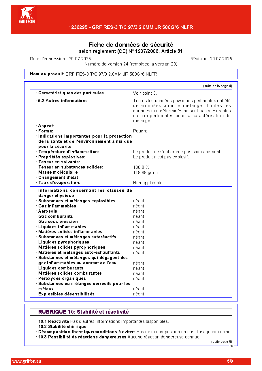 Fiche technique fournisseur