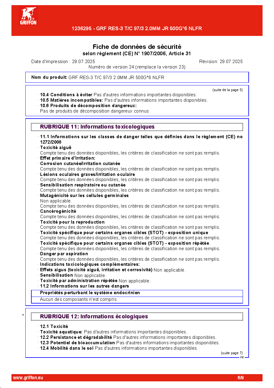 Fiche technique fournisseur