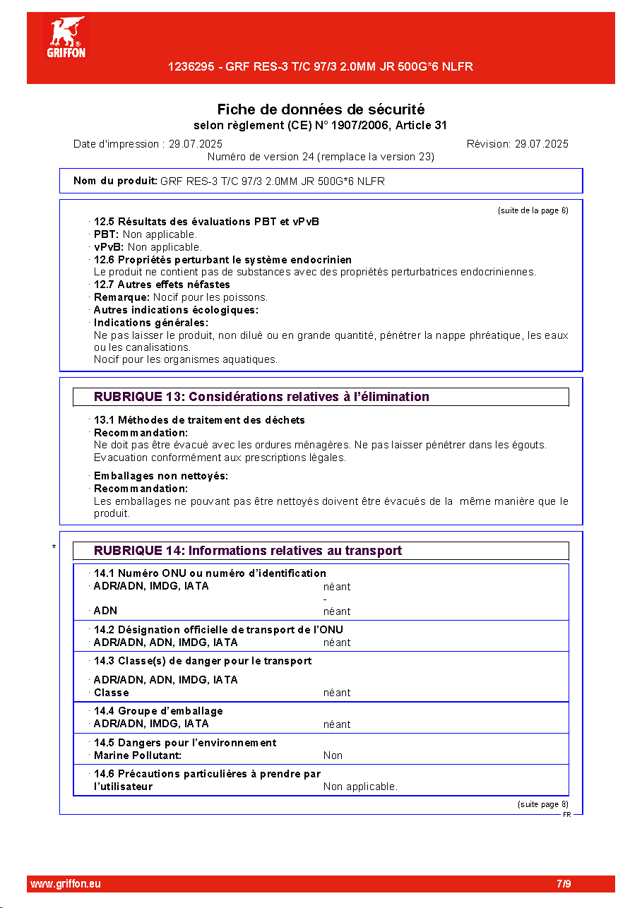 Fiche technique fournisseur