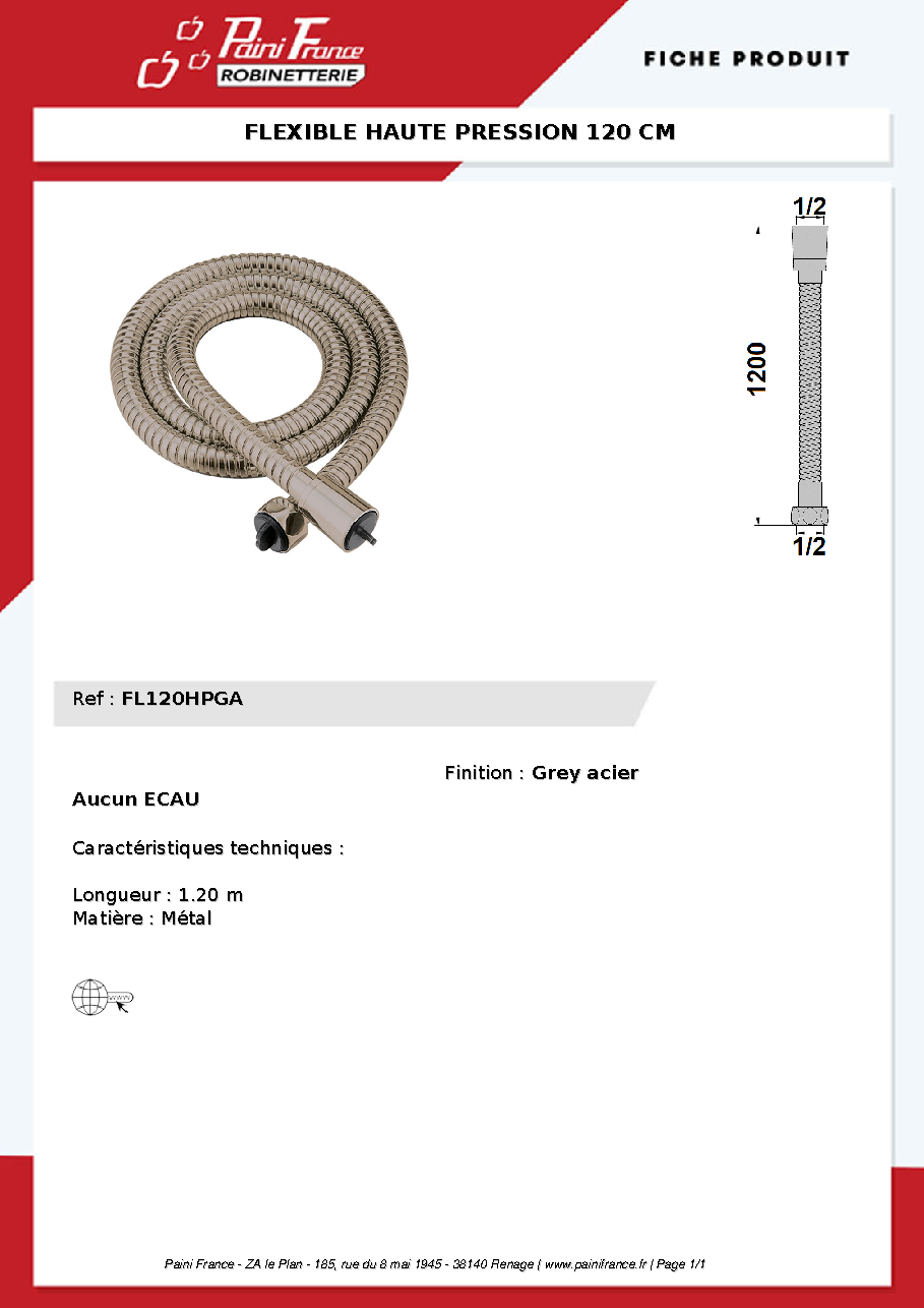 Fiche technique fournisseur