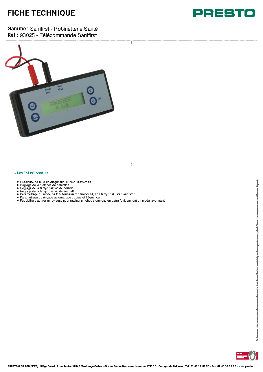 Fiche technique fournisseur
