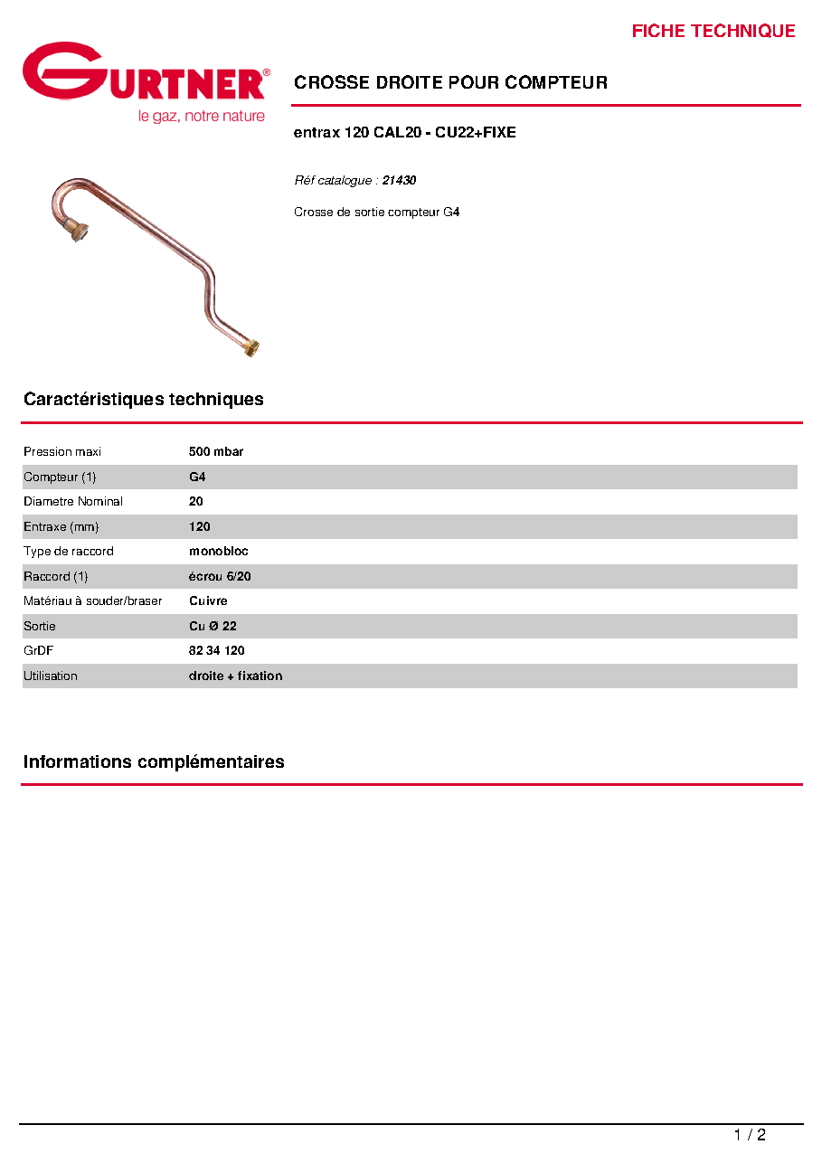 Fiche technique fournisseur