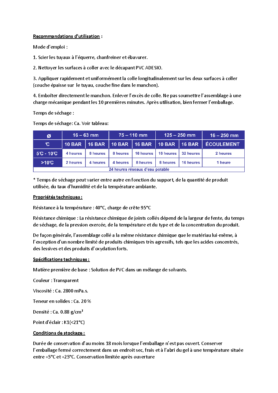 Fiche technique fournisseur