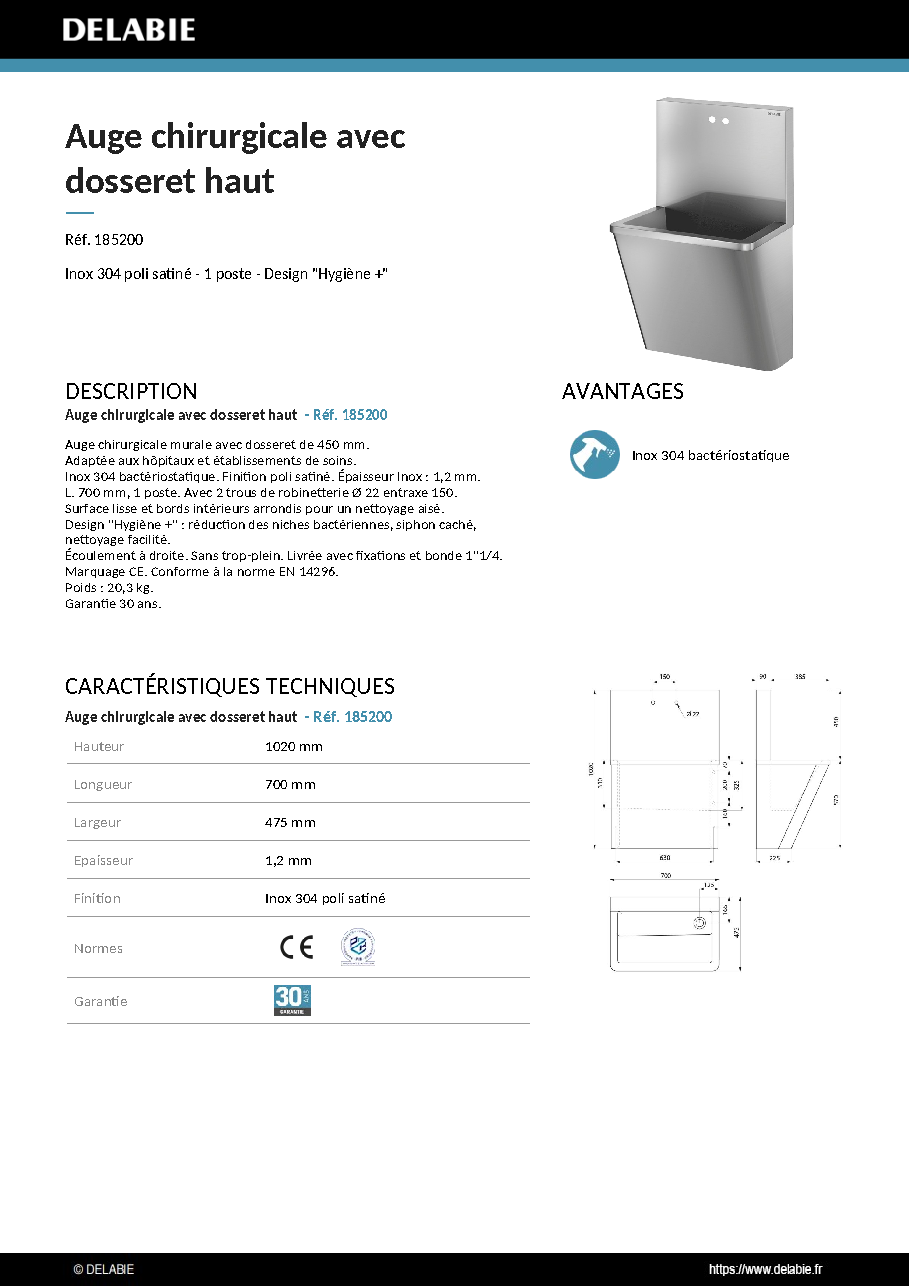 Fiche technique fournisseur