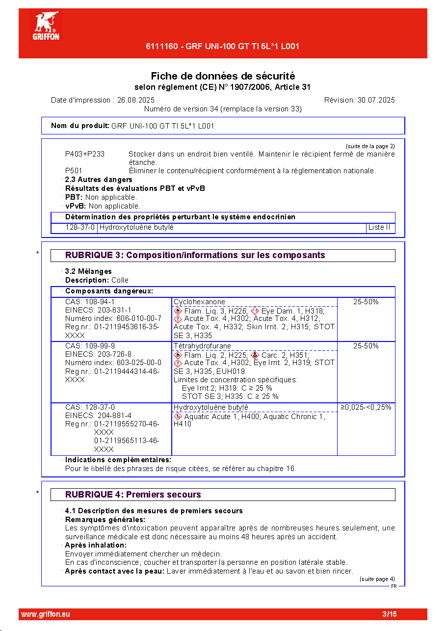 Fiche technique fournisseur