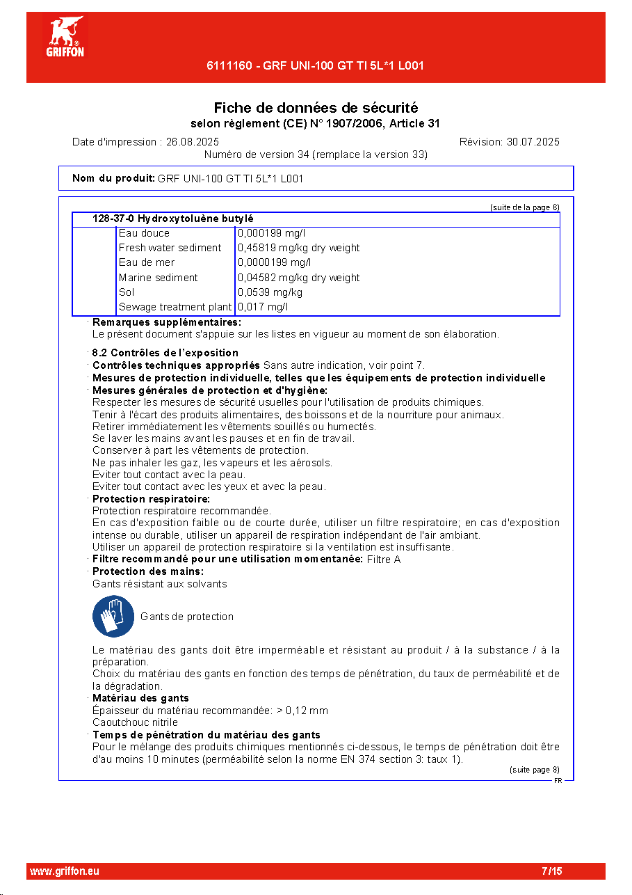 Fiche technique fournisseur