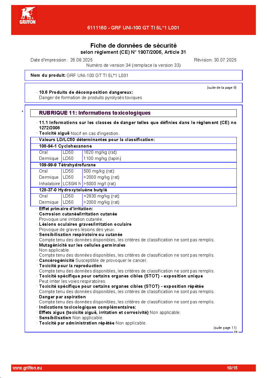 Fiche technique fournisseur