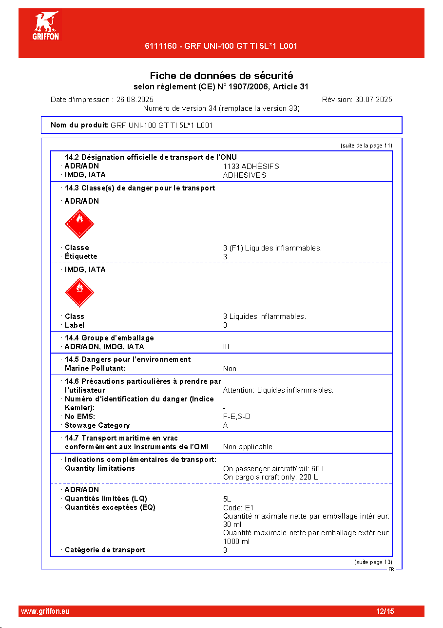 Fiche technique fournisseur
