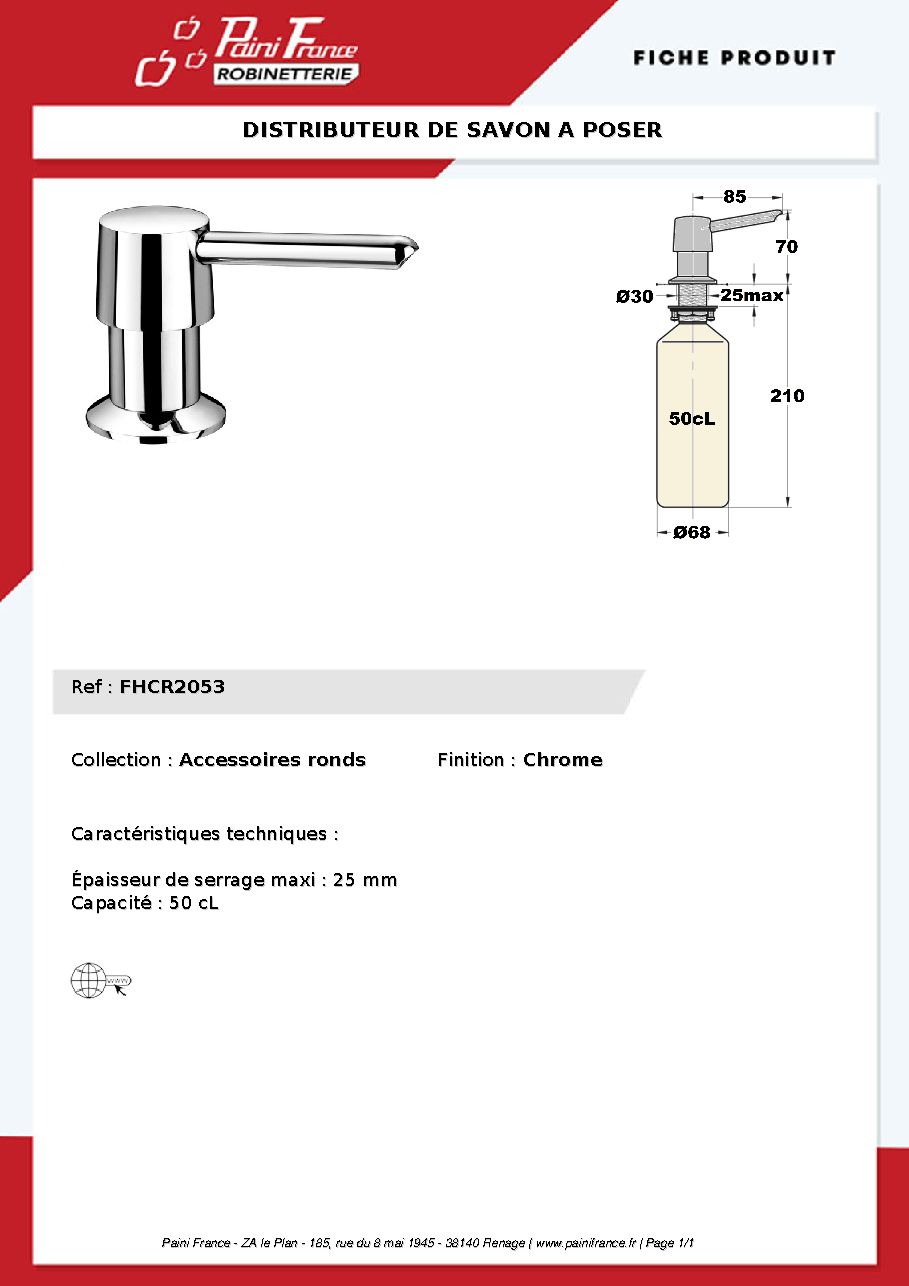Fiche technique fournisseur