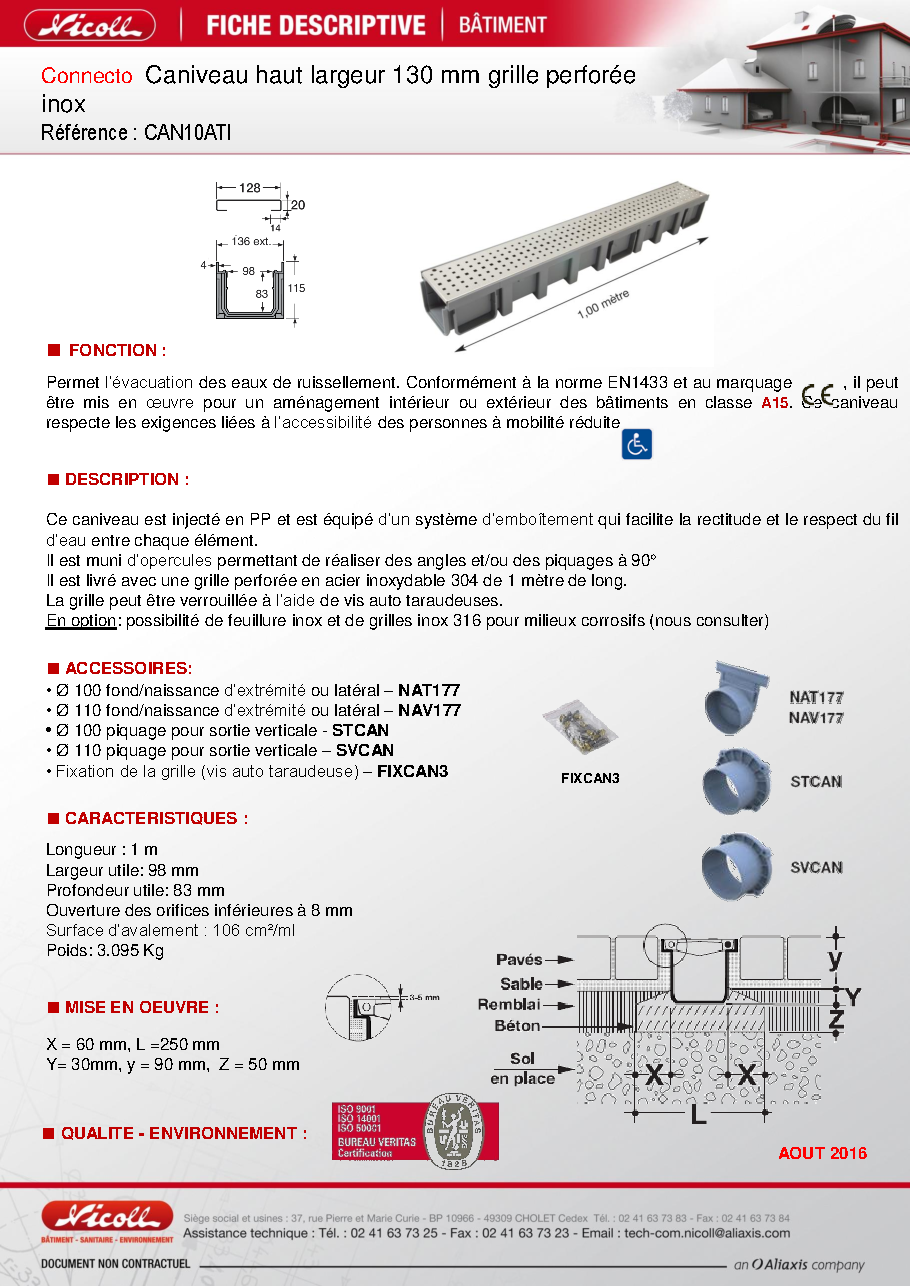Fiche technique fournisseur