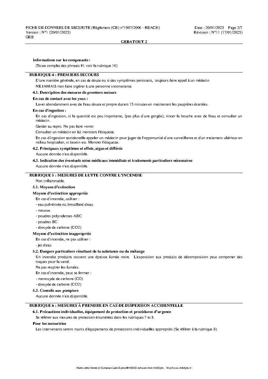 Fiche technique fournisseur