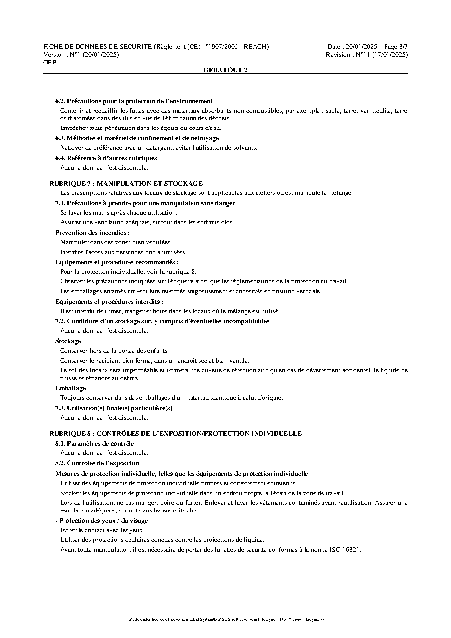 Fiche technique fournisseur