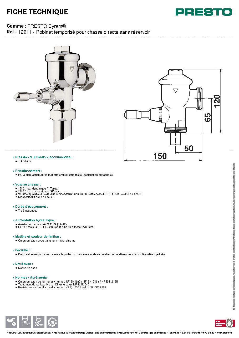 Fiche technique fournisseur