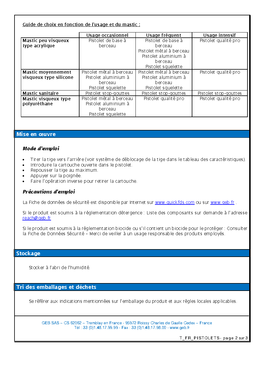 Fiche technique fournisseur