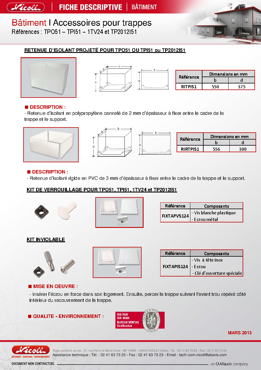 Fiche technique fournisseur