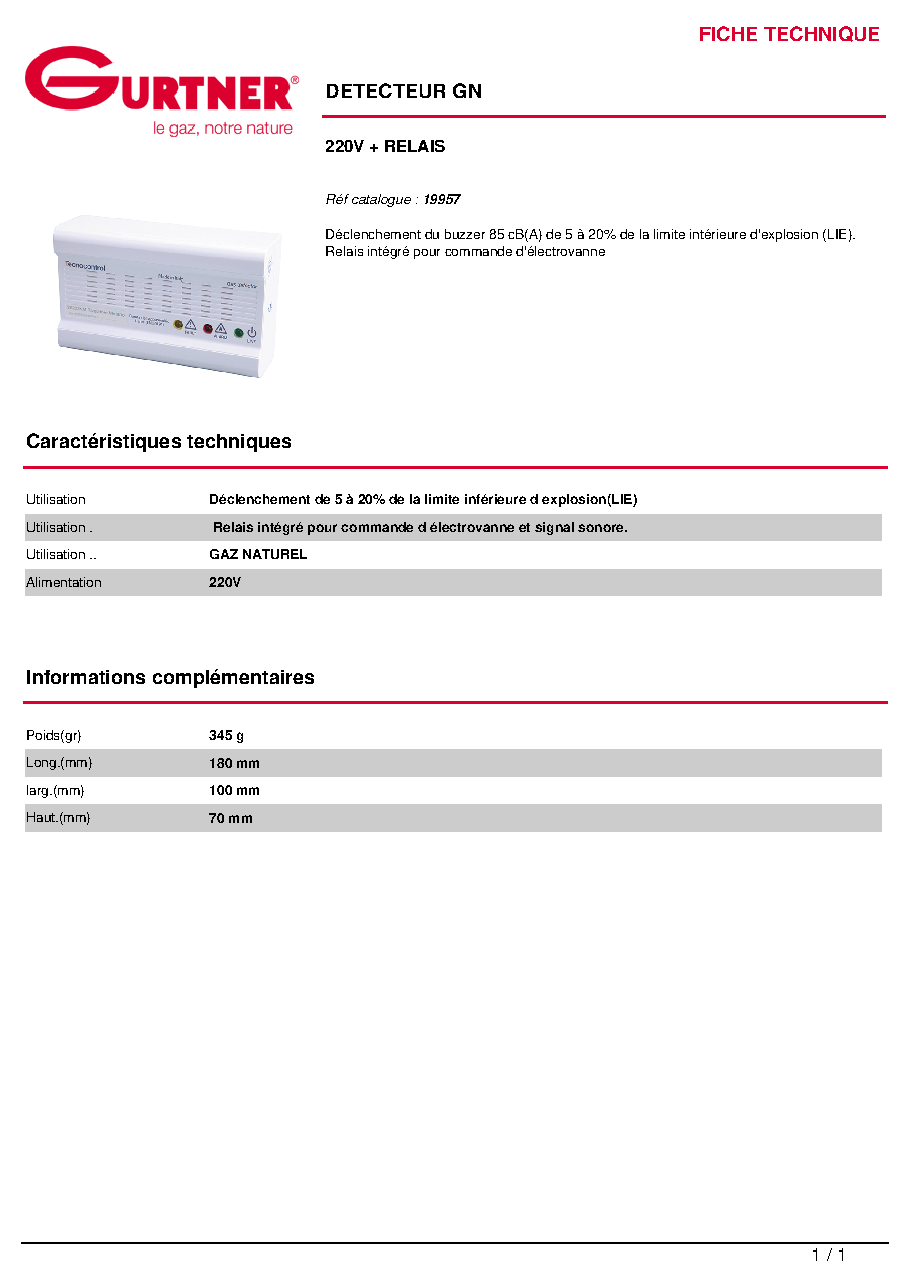 Fiche technique fournisseur