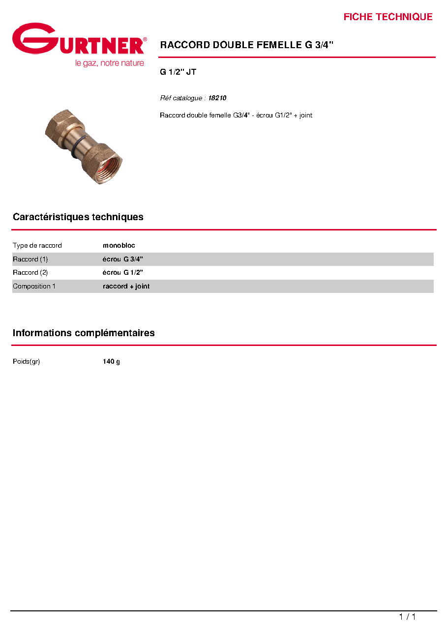 Fiche technique fournisseur