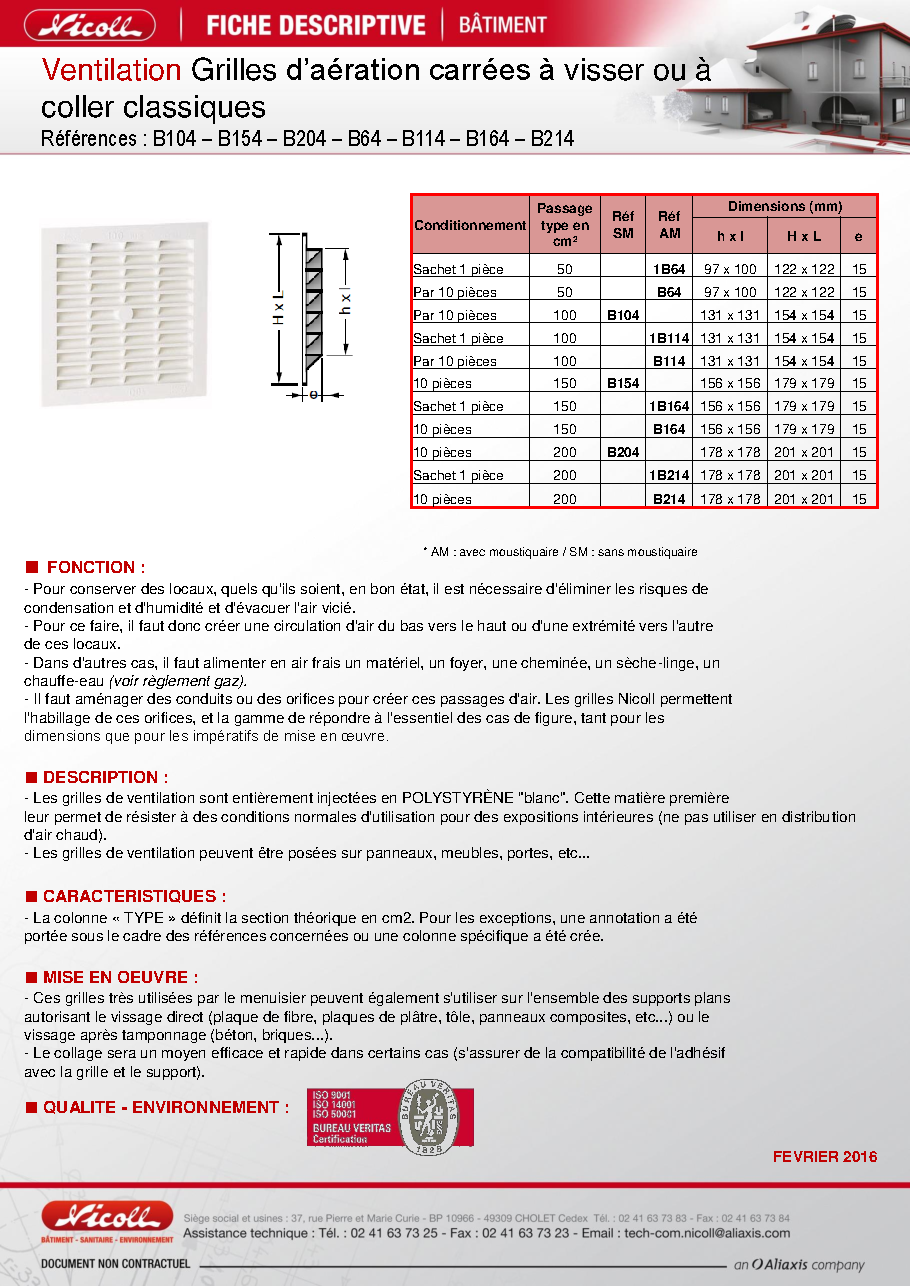 Fiche technique fournisseur