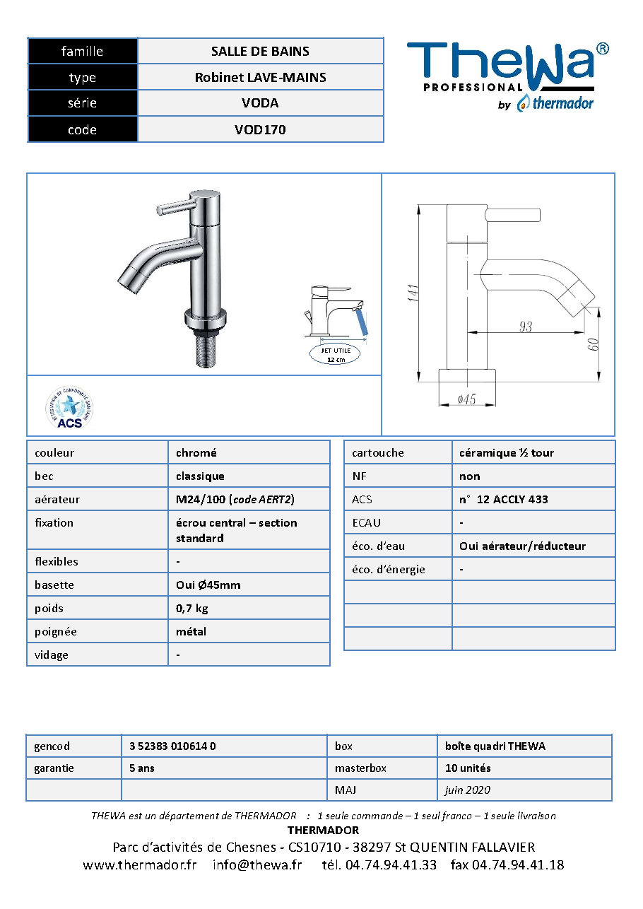 Fiche technique fournisseur