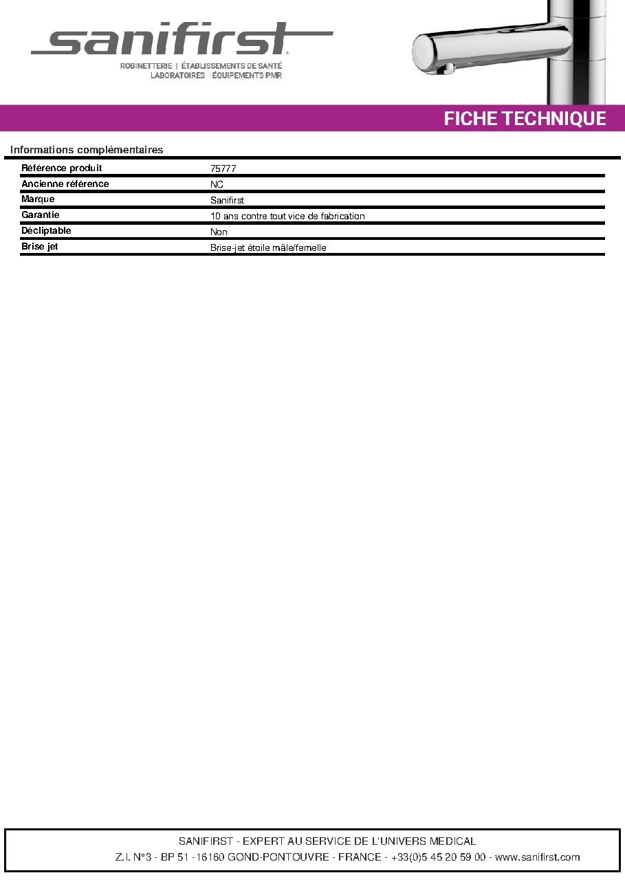 Fiche technique fournisseur