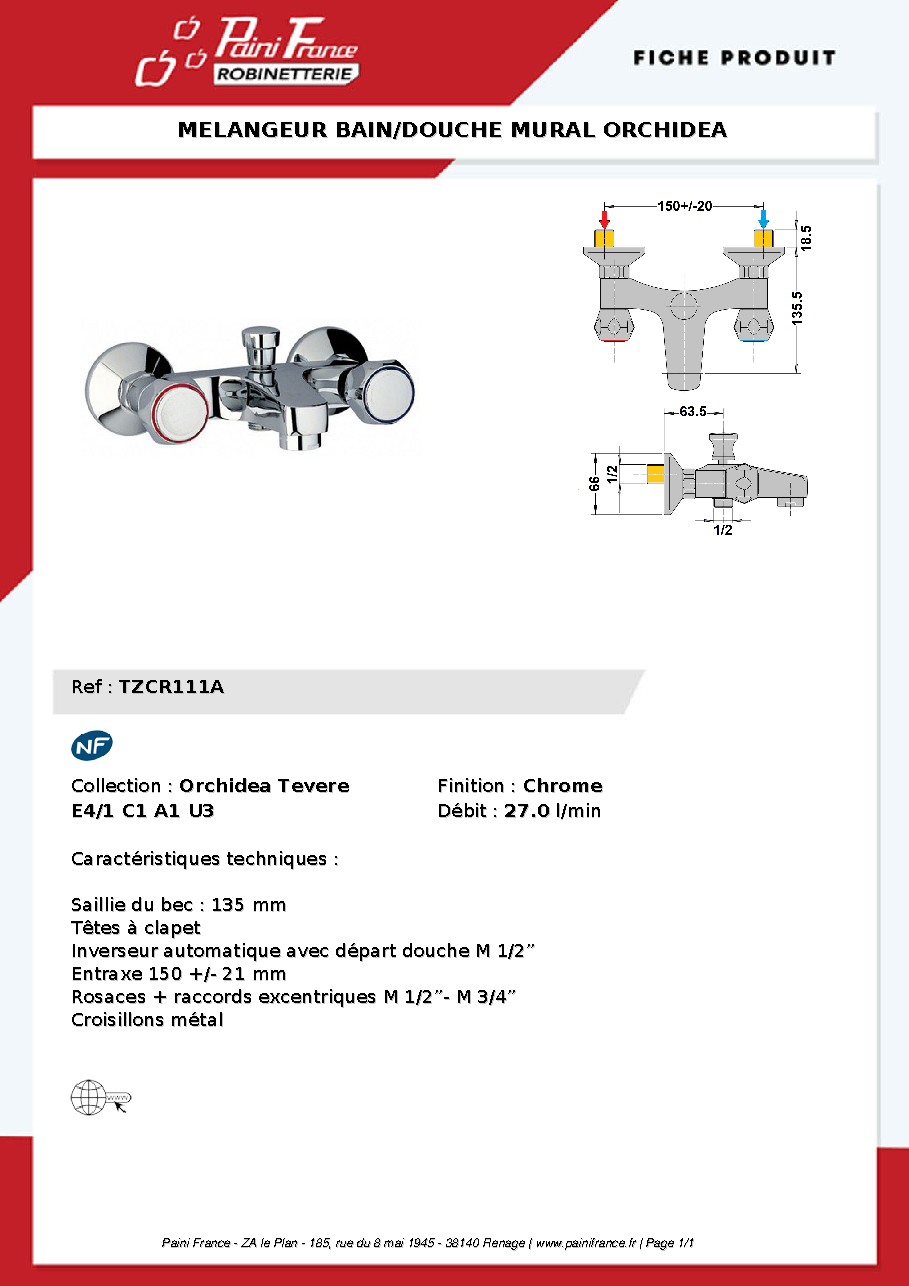 Fiche technique fournisseur