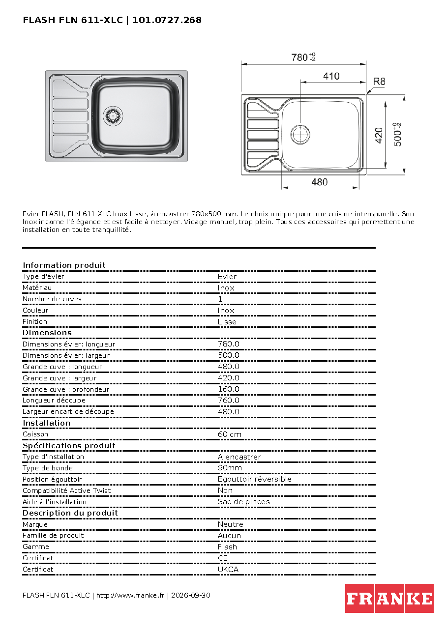 Fiche technique fournisseur