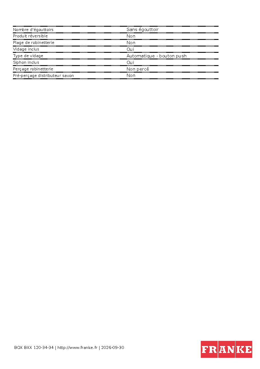 Fiche technique fournisseur