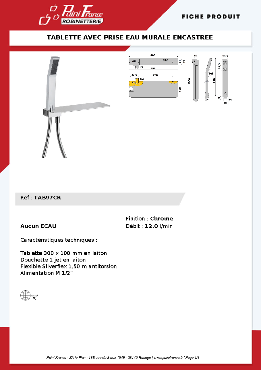 Fiche technique fournisseur