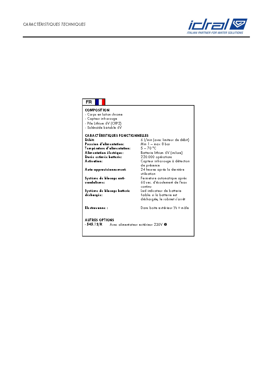 Fiche technique fournisseur