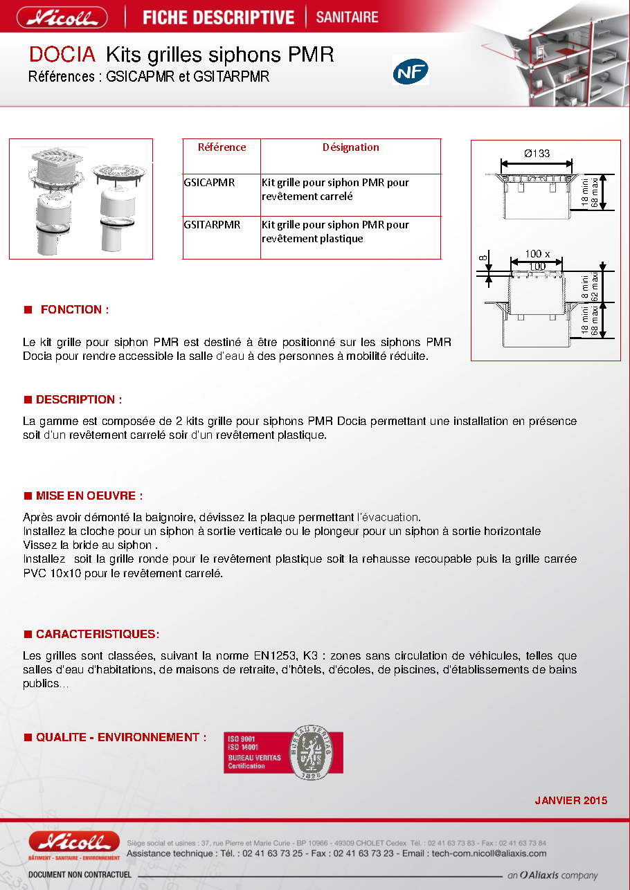 Fiche technique fournisseur