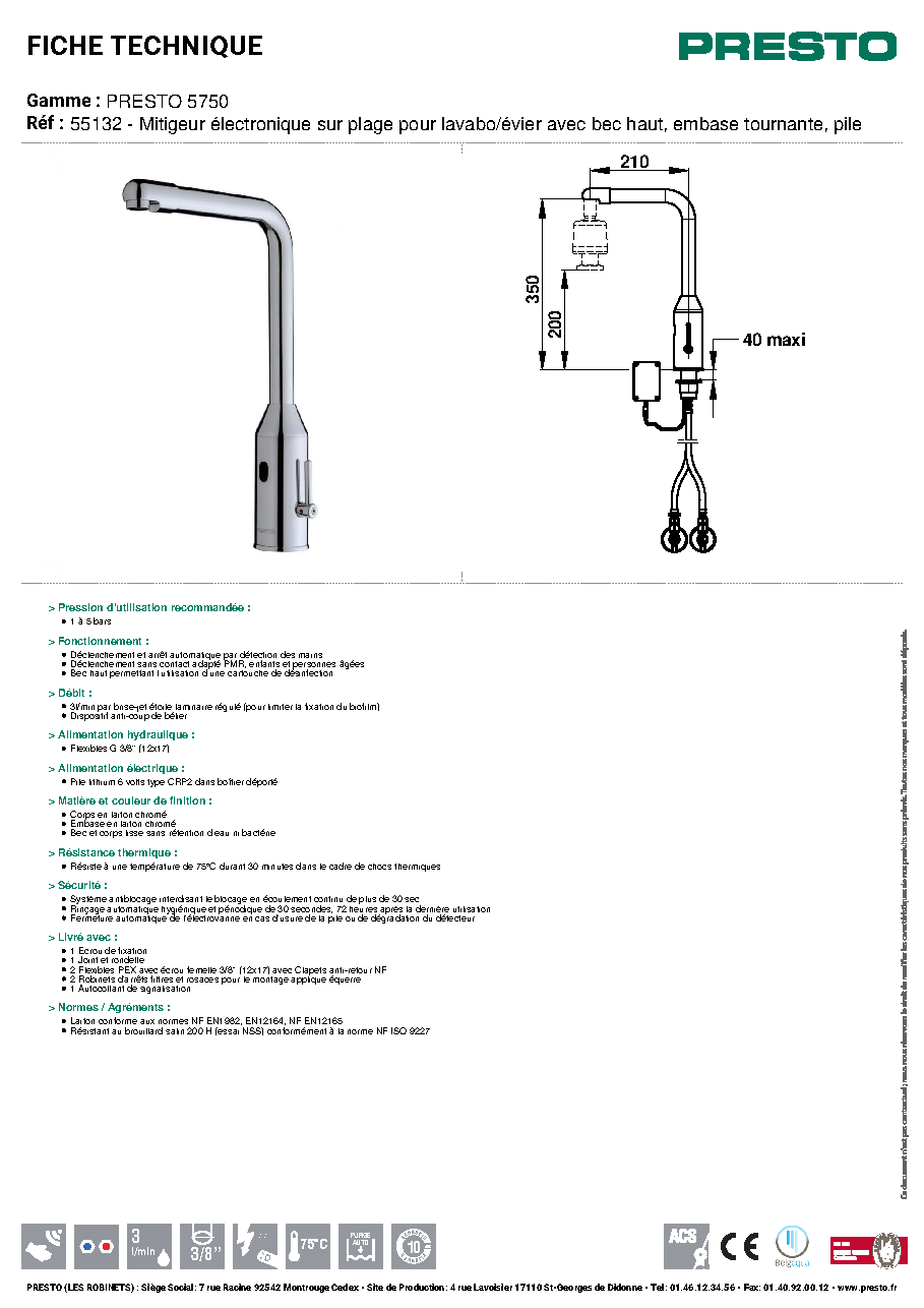 Fiche technique fournisseur
