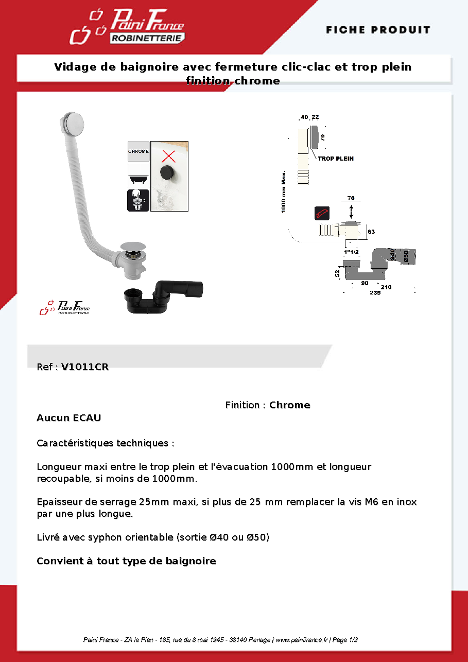 Fiche technique fournisseur