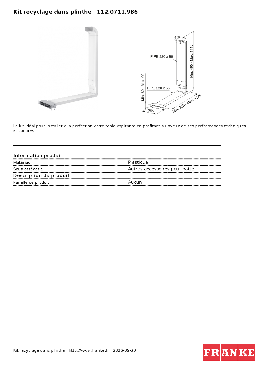 Fiche technique fournisseur