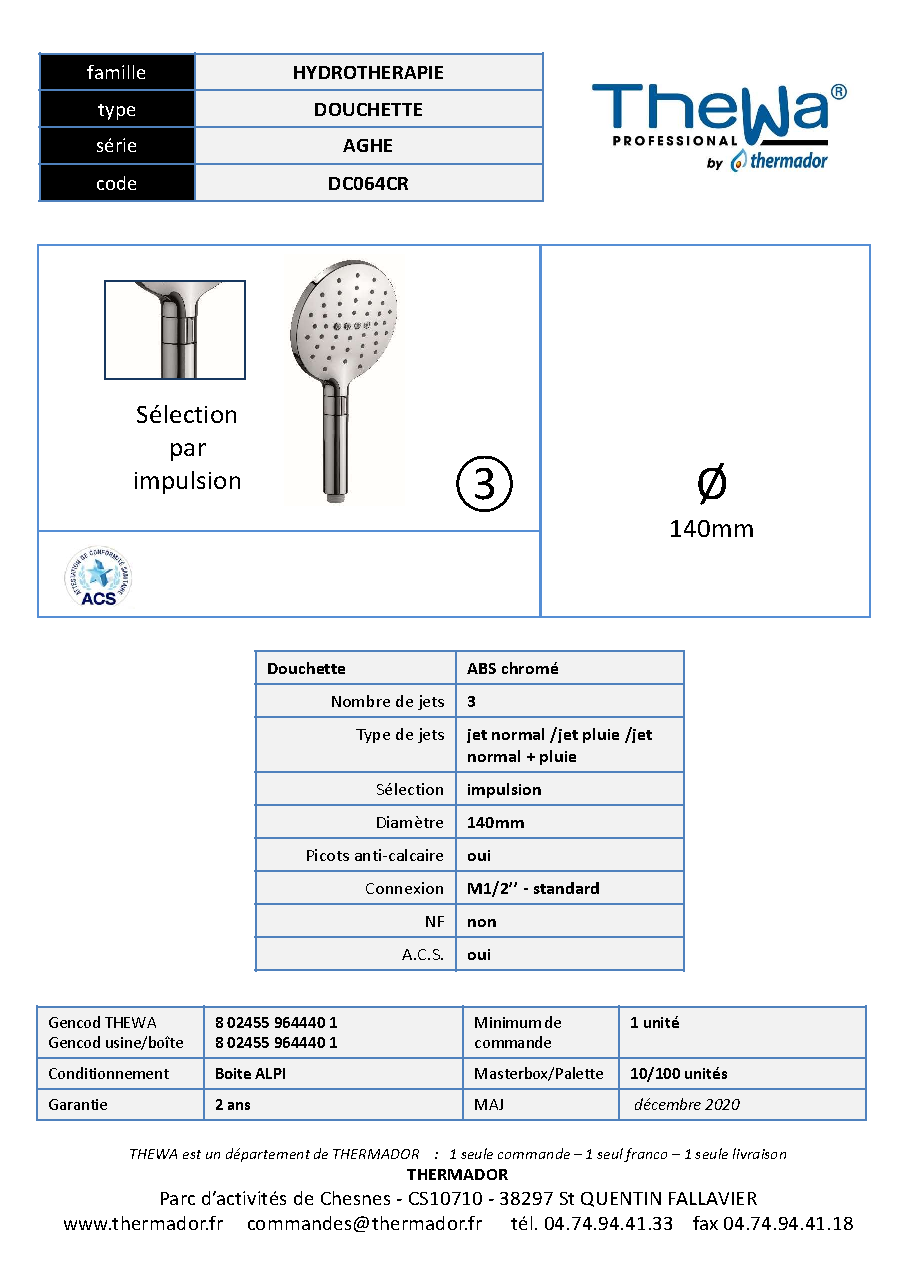 Fiche technique fournisseur