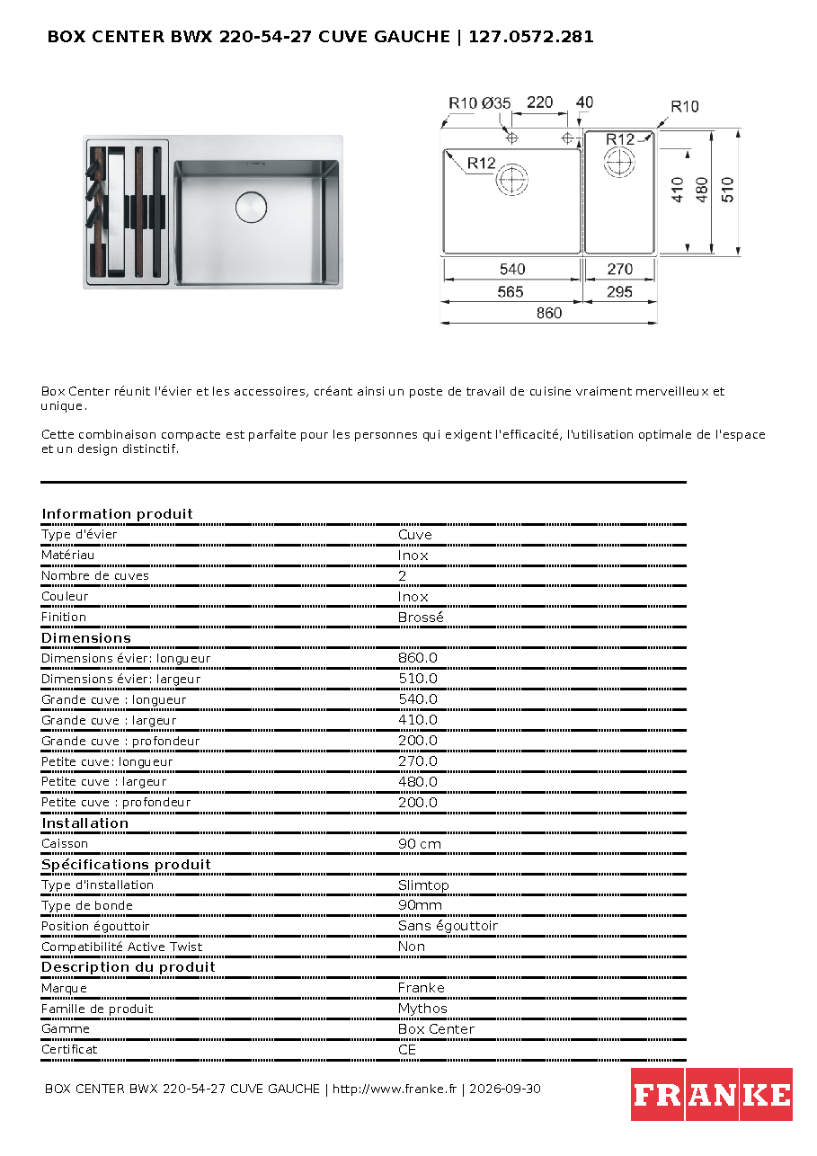 Fiche technique fournisseur
