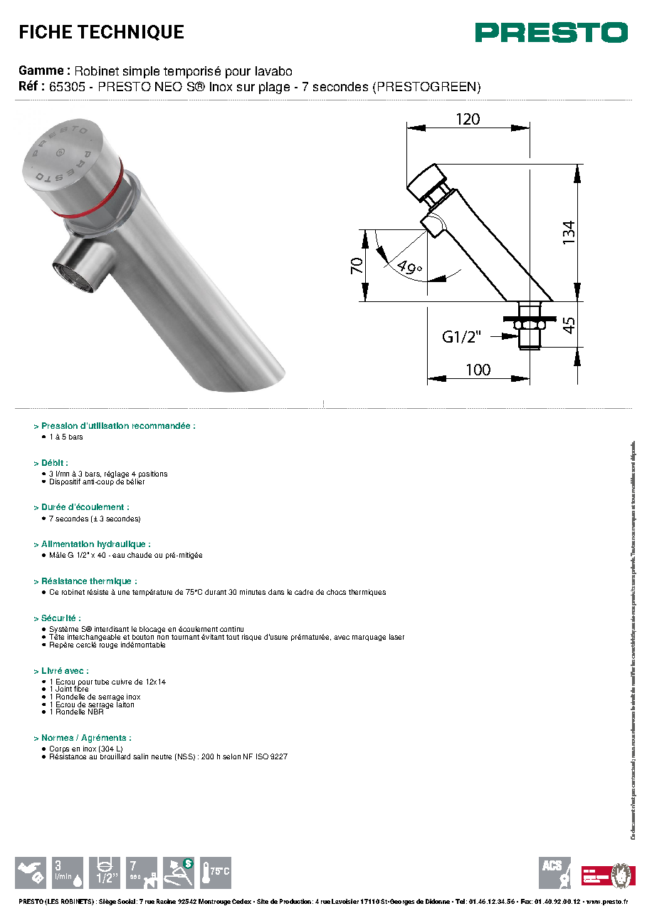 Fiche technique fournisseur