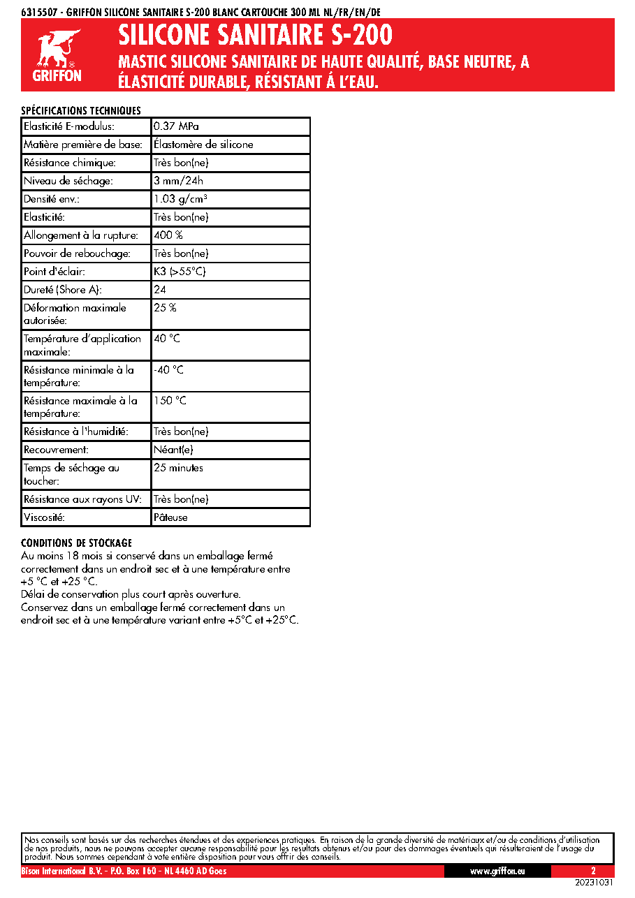 Fiche technique fournisseur