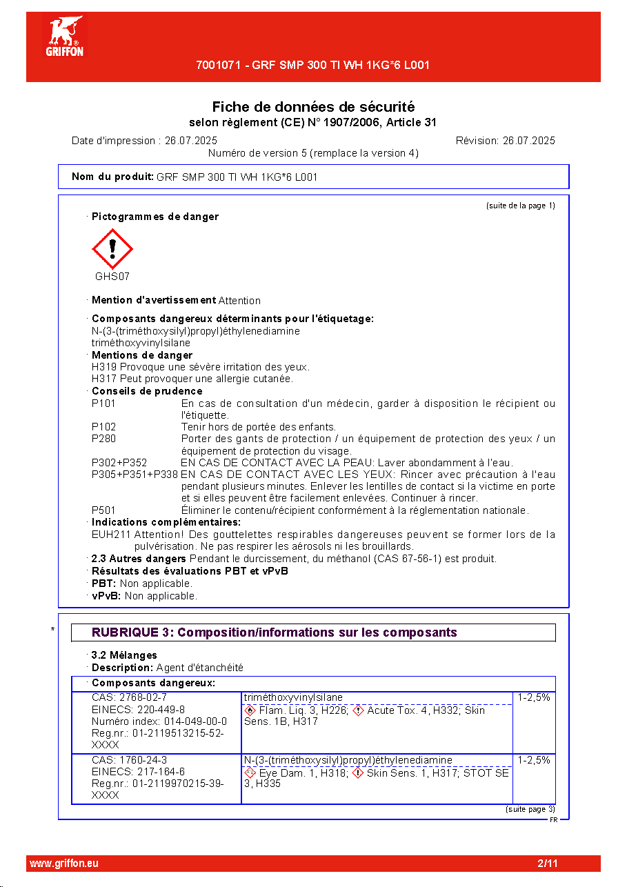 Fiche technique fournisseur