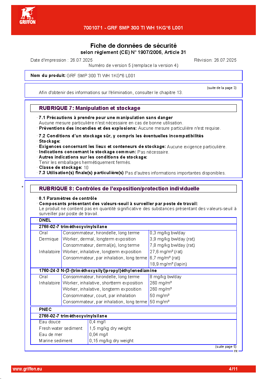 Fiche technique fournisseur