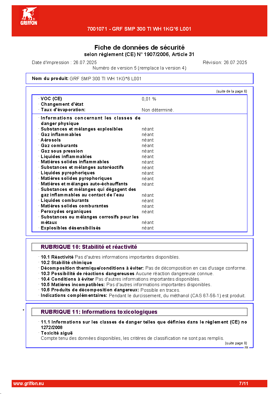 Fiche technique fournisseur