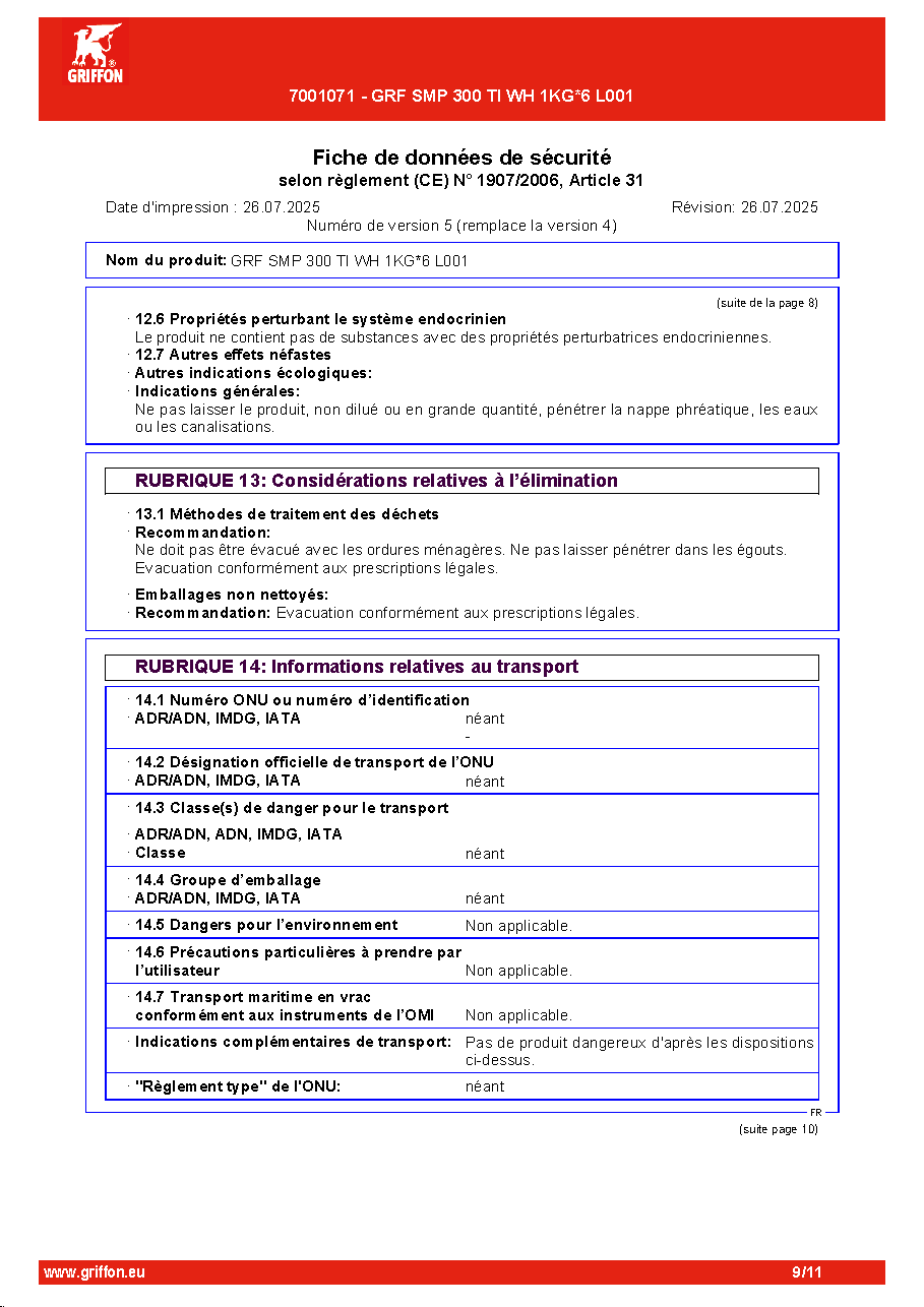 Fiche technique fournisseur